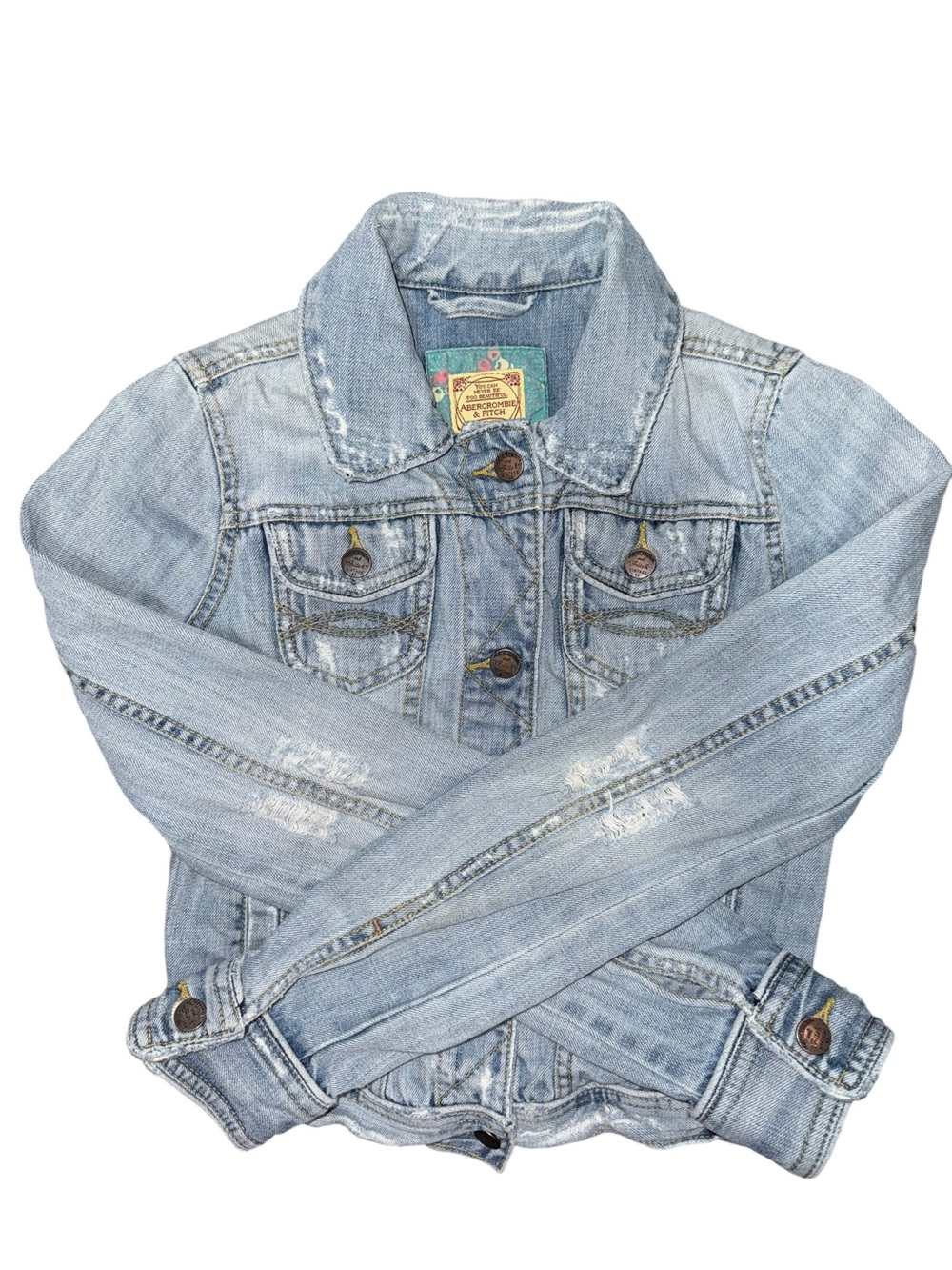 Abercrombie Fitch Denim Jacket Womens S Small Blue Jean Trucker Classic
